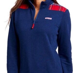 Vineyard Vine’s Shep Shirt 1/4 Zip in Deep Bay/Jolly Plaid/Navy
